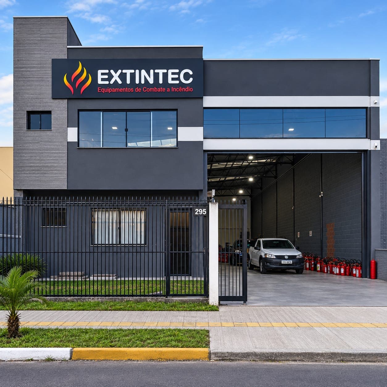 Fachada da sede da EXTINTEC